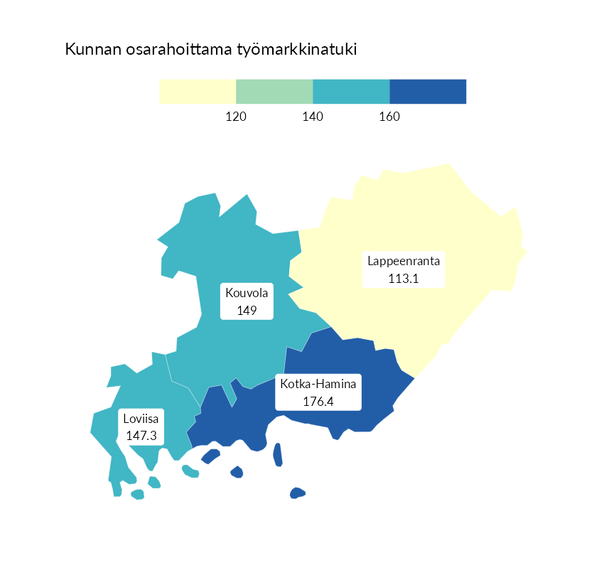 Karttoja ja aikasarjakuvioita huono-osaisuuden eri osoittimista