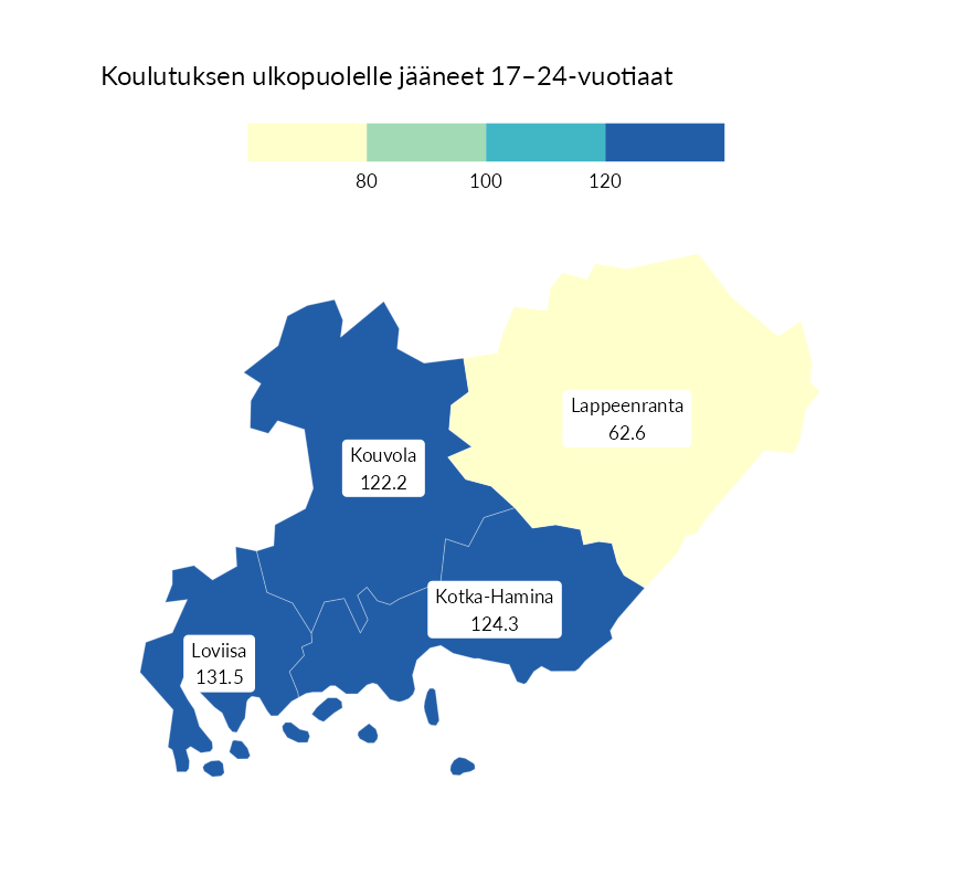 Karttoja ja aikasarjakuvioita huono-osaisuuden eri osoittimista