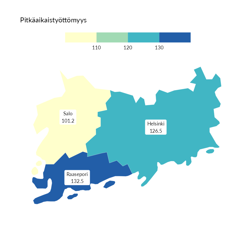 Karttoja ja aikasarjakuvioita huono-osaisuuden eri osoittimista