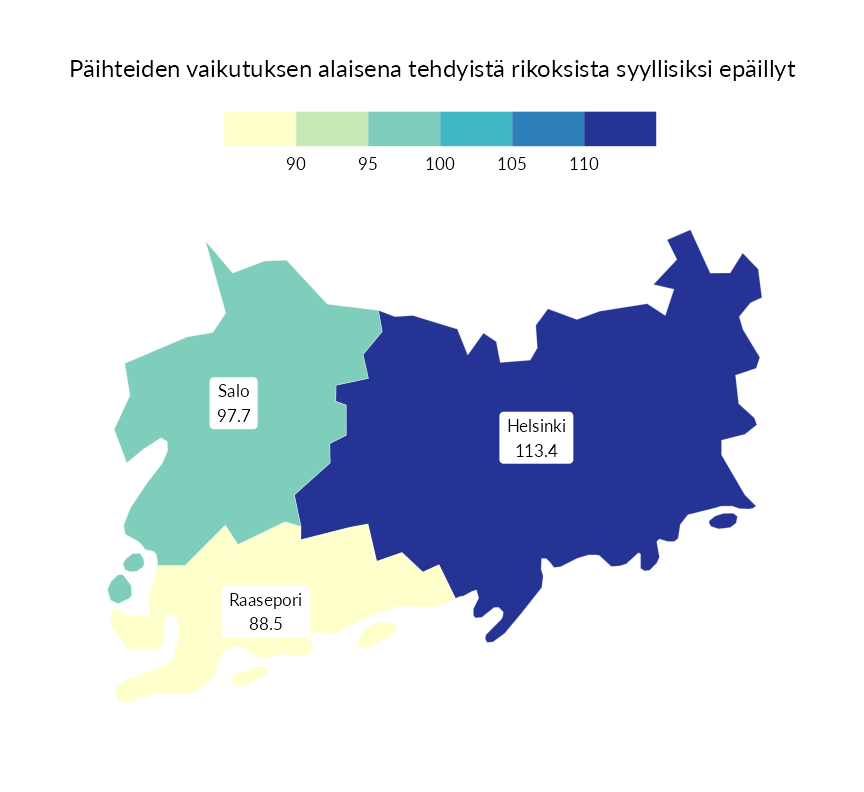 Karttoja ja aikasarjakuvioita huono-osaisuuden eri osoittimista