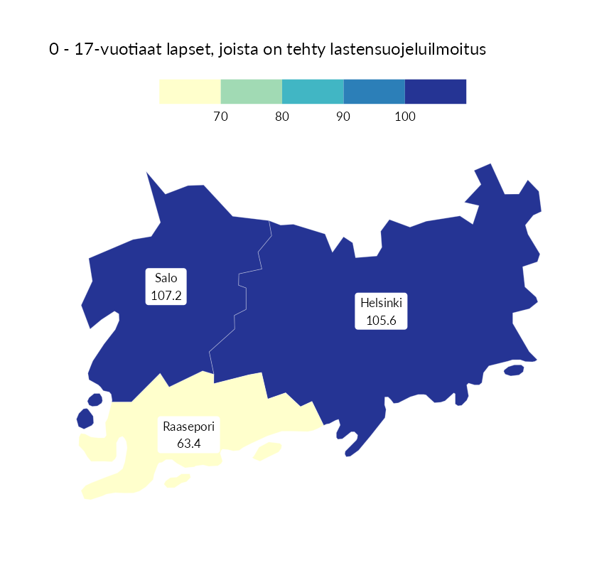 Karttoja ja aikasarjakuvioita huono-osaisuuden eri osoittimista