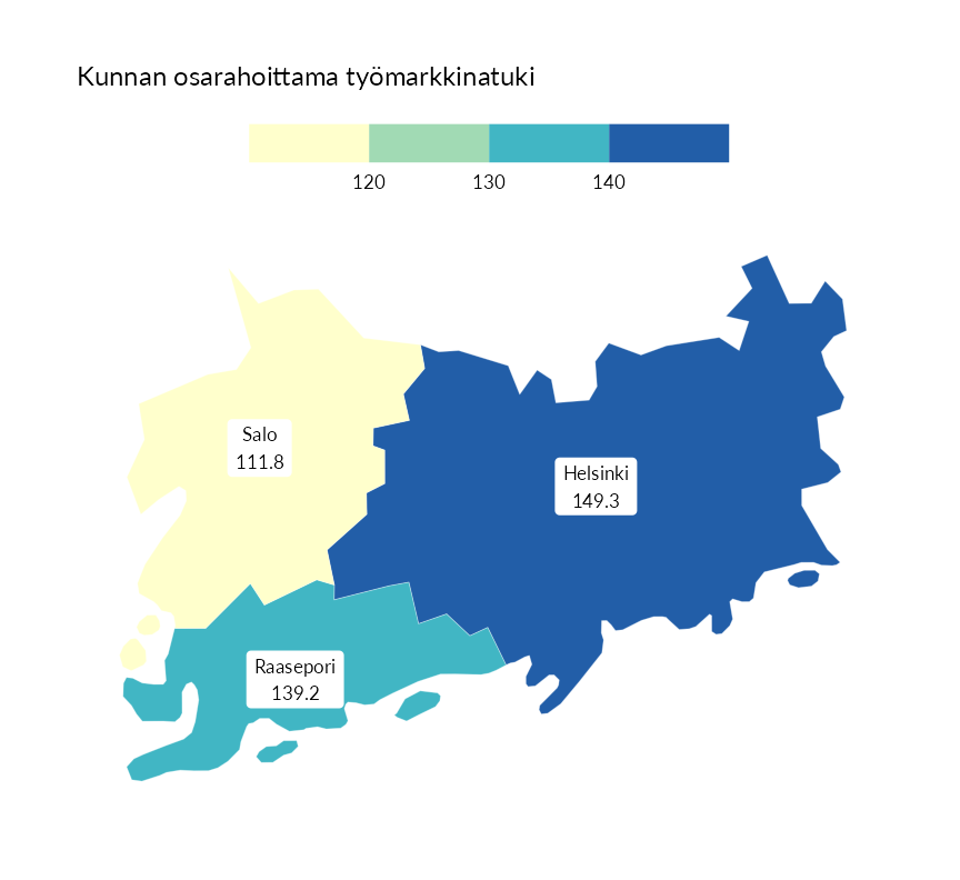 Karttoja ja aikasarjakuvioita huono-osaisuuden eri osoittimista