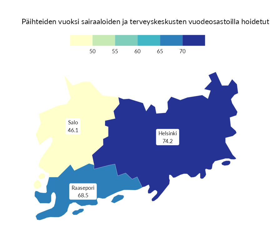Karttoja ja aikasarjakuvioita huono-osaisuuden eri osoittimista