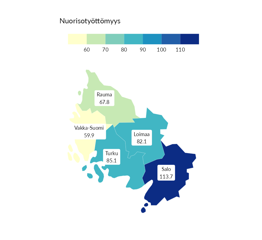 Karttoja ja aikasarjakuvioita huono-osaisuuden eri osoittimista