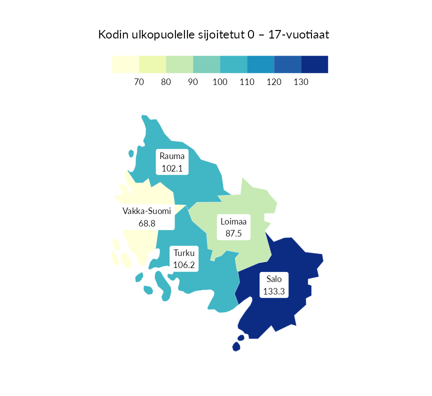 Karttoja ja aikasarjakuvioita huono-osaisuuden eri osoittimista