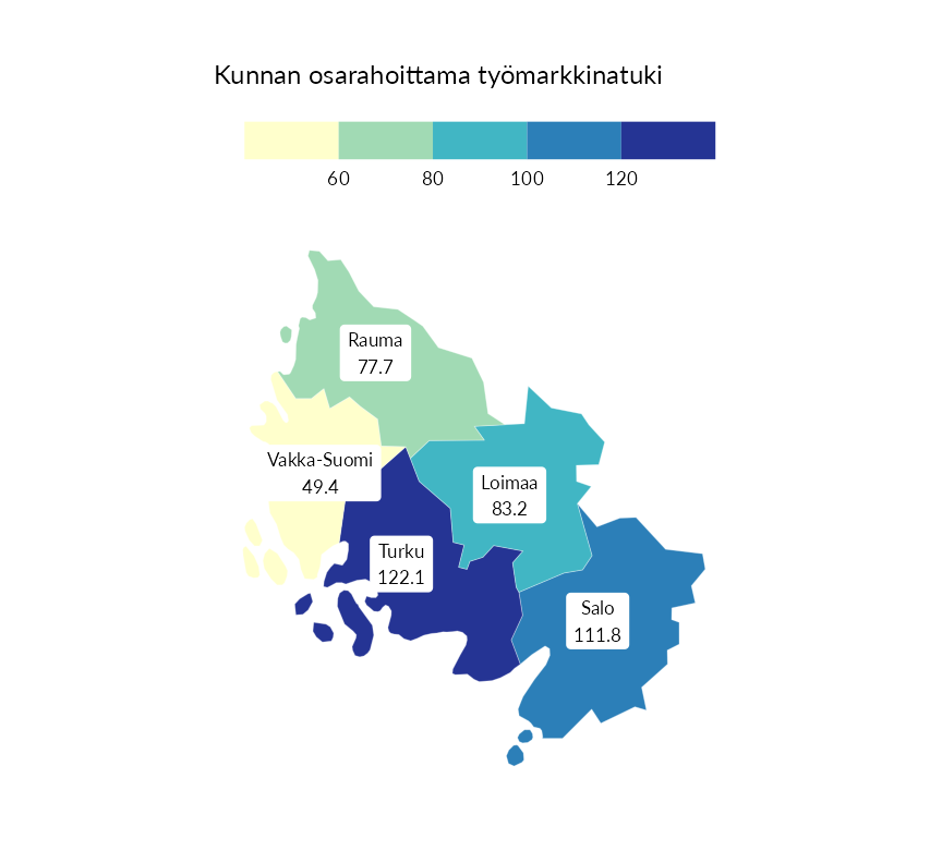 Karttoja ja aikasarjakuvioita huono-osaisuuden eri osoittimista