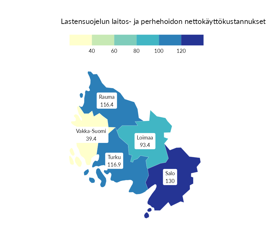 Karttoja ja aikasarjakuvioita huono-osaisuuden eri osoittimista