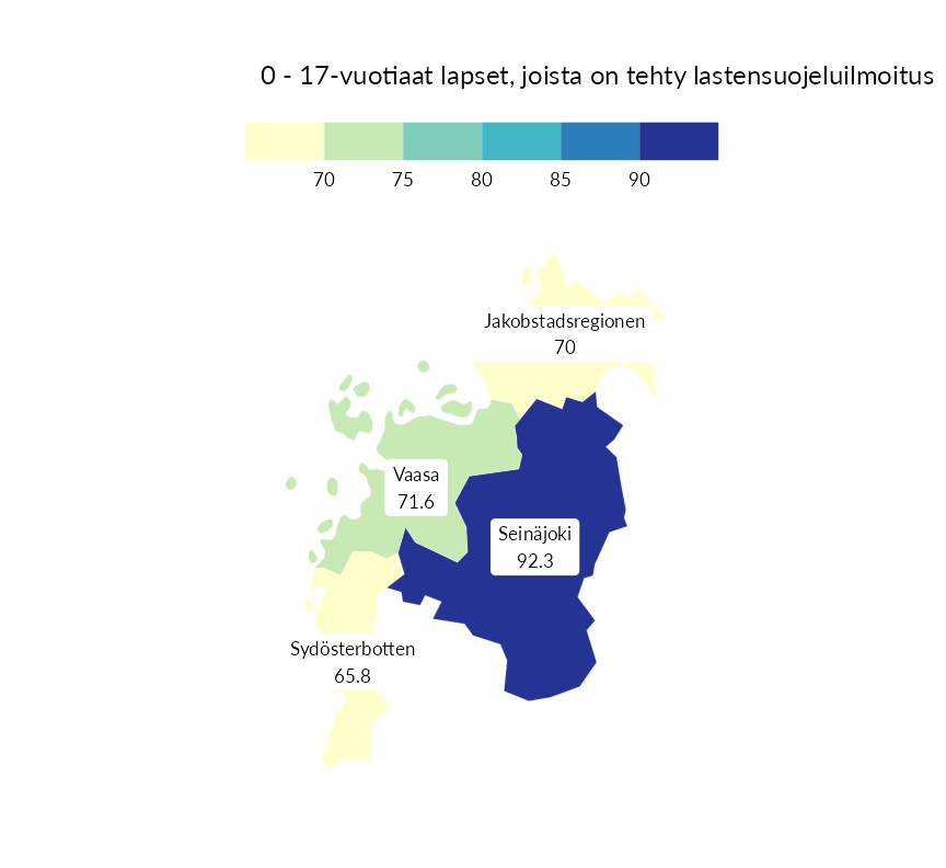 Karttoja ja aikasarjakuvioita huono-osaisuuden eri osoittimista