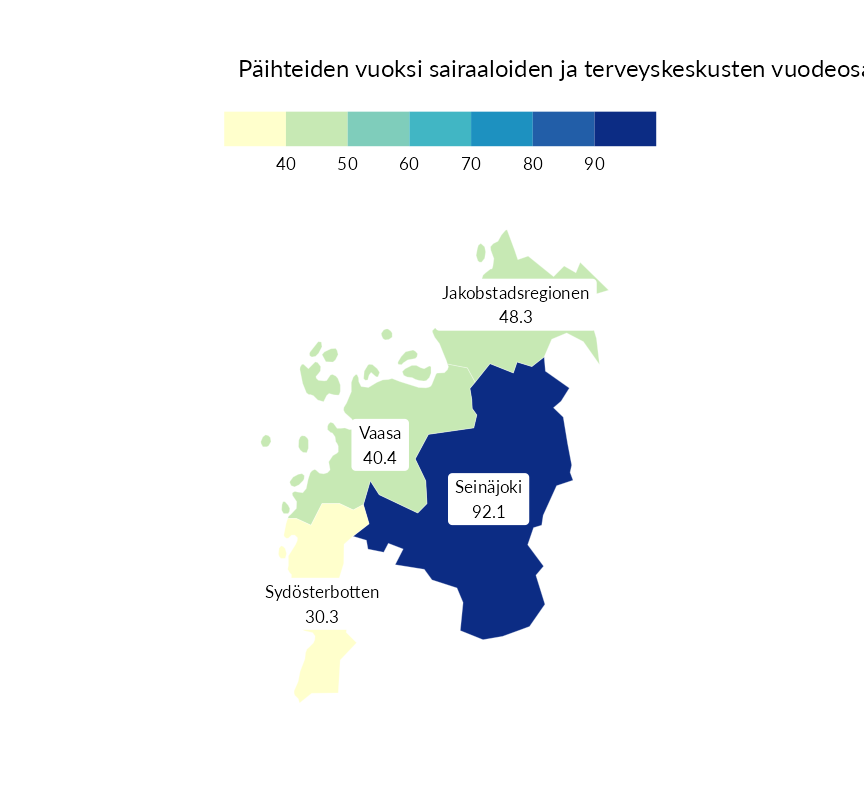 Karttoja ja aikasarjakuvioita huono-osaisuuden eri osoittimista