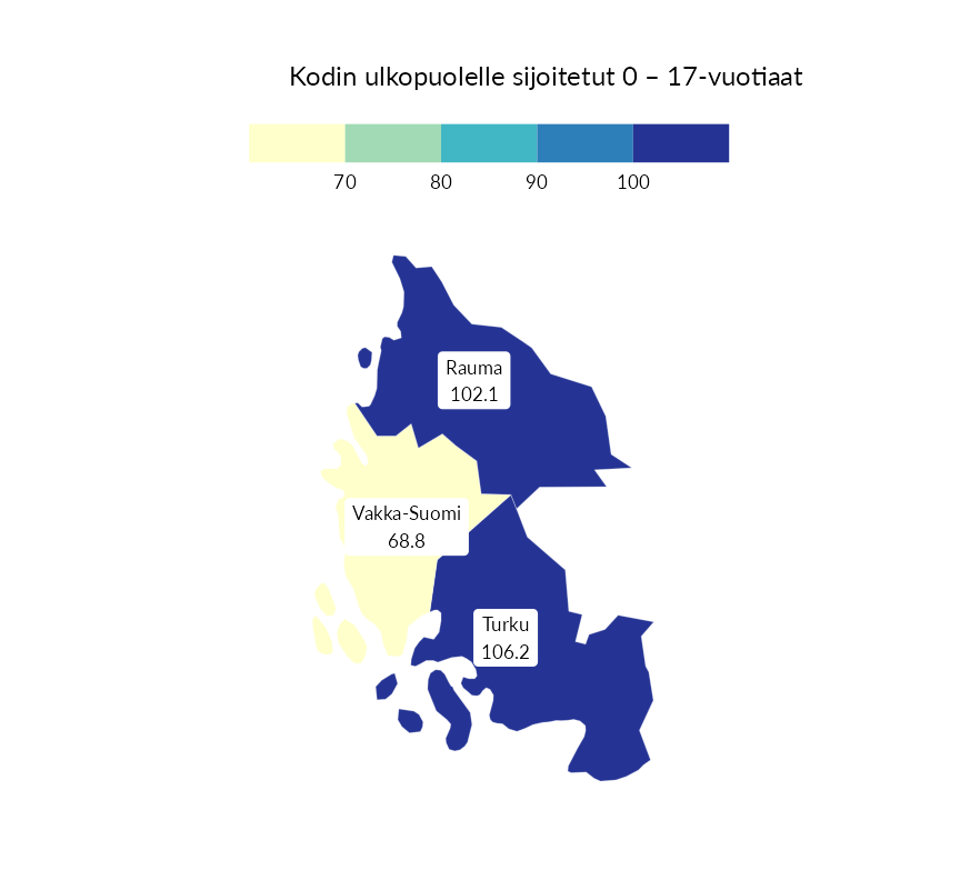Karttoja ja aikasarjakuvioita huono-osaisuuden eri osoittimista