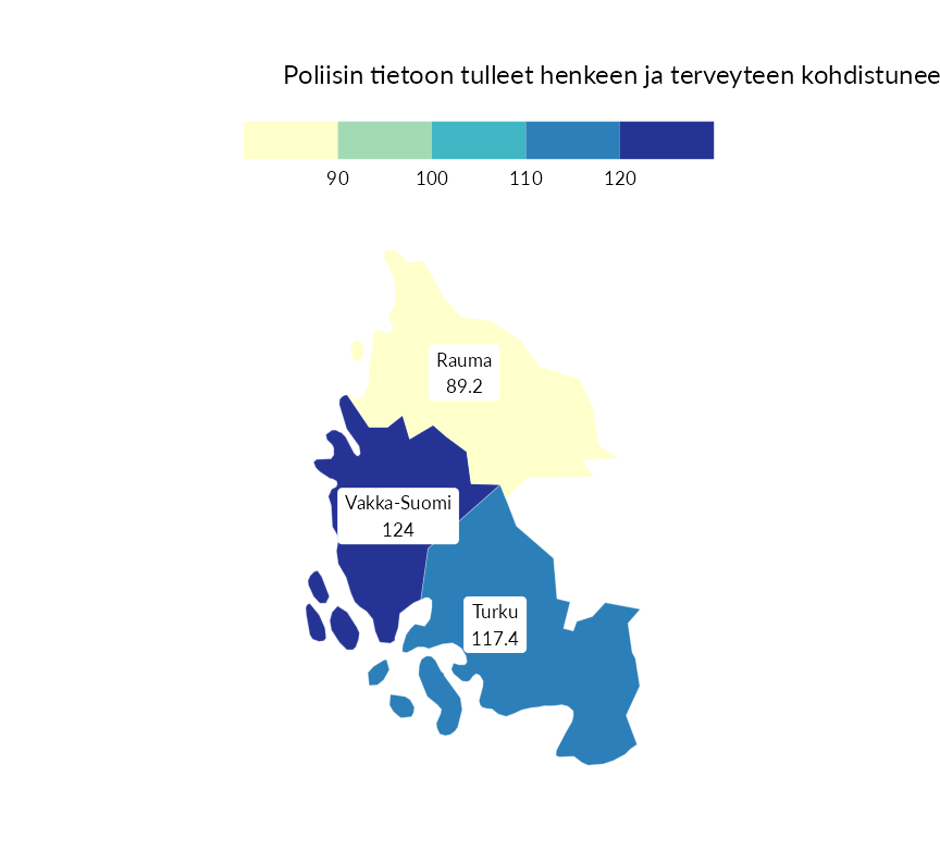 Karttoja ja aikasarjakuvioita huono-osaisuuden eri osoittimista