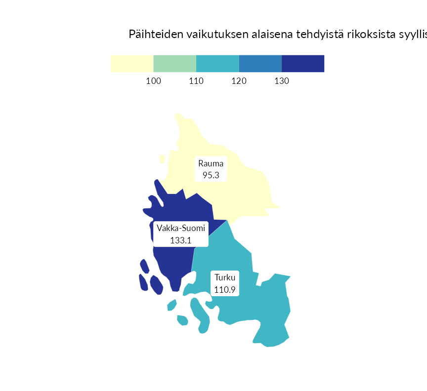 Karttoja ja aikasarjakuvioita huono-osaisuuden eri osoittimista