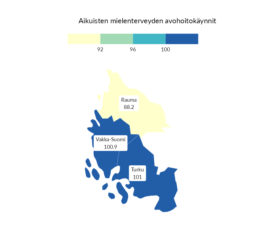 Karttoja ja aikasarjakuvioita huono-osaisuuden eri osoittimista