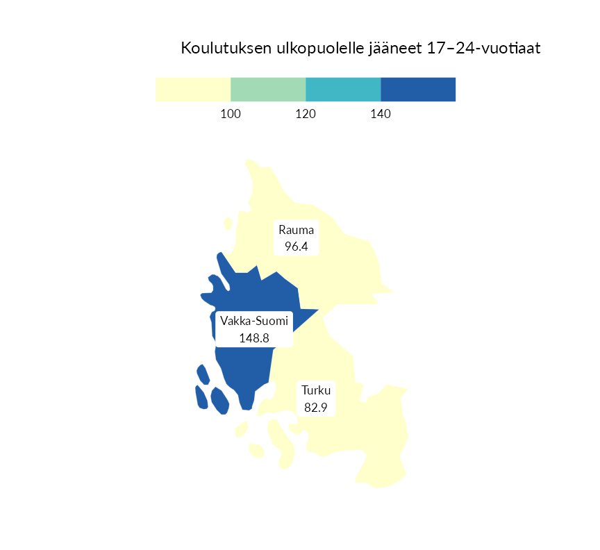Karttoja ja aikasarjakuvioita huono-osaisuuden eri osoittimista